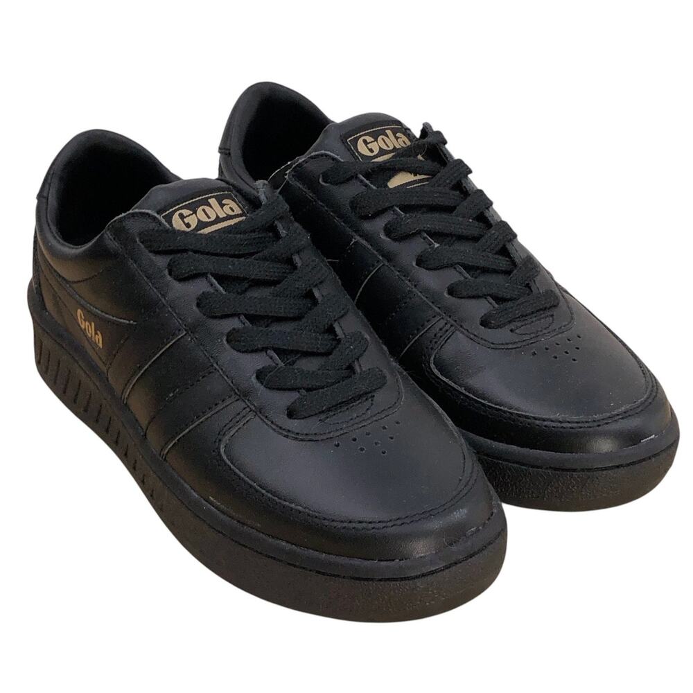 Gola Shoes Womens 6 Grandslam Leather Platform Sneakers Black Gold Casual Logo